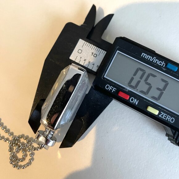 ✨ Pendant Necklace Crushed Amethyst Stone Shaker Square Frame Bottle Silver Tone - Picture 12 of 14